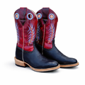 Bota Texana Salto Carrapeta Couro Legítimo Bordô Raiado