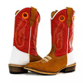 Bota Texana Salto Carrapeta Couro Legítimo Costura Laranja