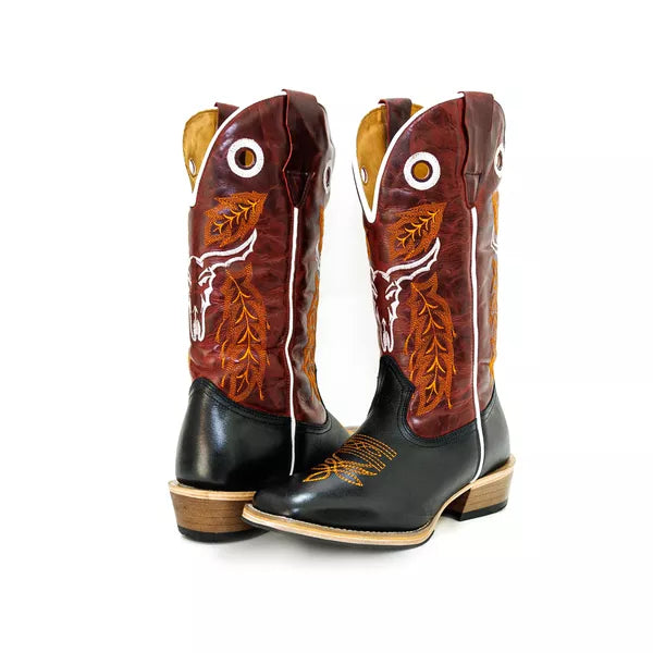 Bota Texana Salto Carrapeta Couro Legítimo Boi Pena