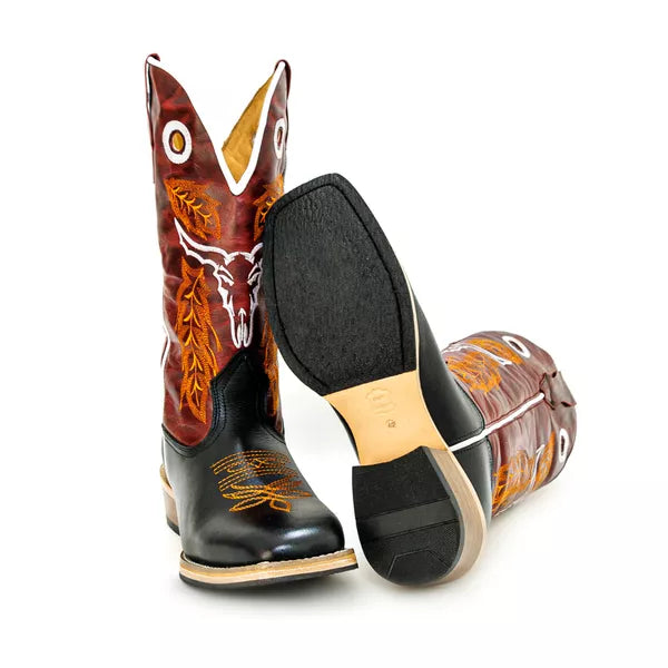 Bota Texana Salto Carrapeta Couro Legítimo Boi Pena