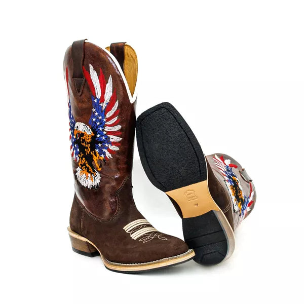 Bota Texana Salto Carrapeta Couro Legítimo Águia Americana