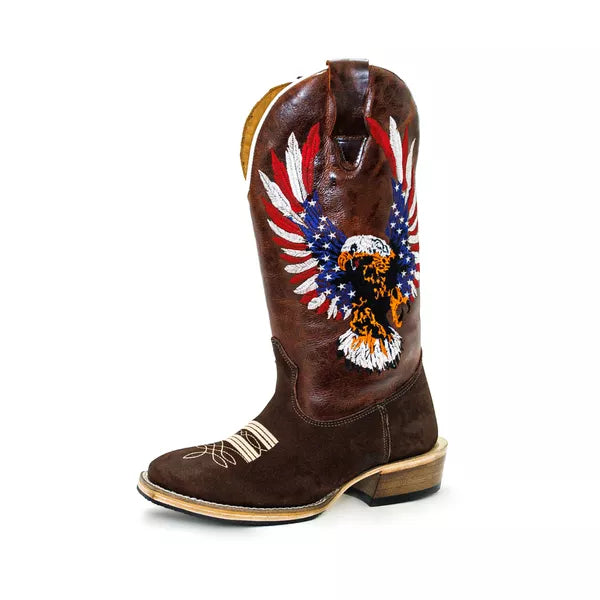 Bota Texana Salto Carrapeta Couro Legítimo Águia Americana