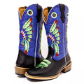 Bota Texana Salto Carrapeta Cocar Verde Cano Azul