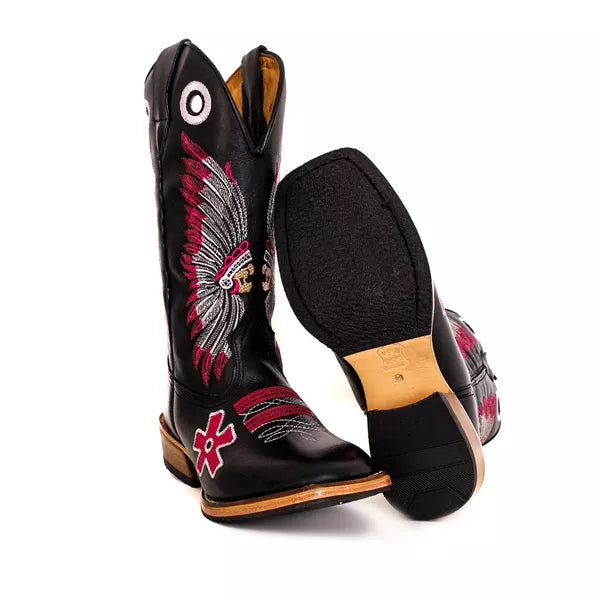 Bota Texana Salto Carrapeta Cocar Rosa