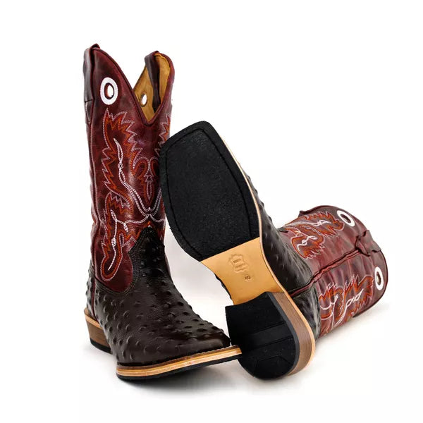 Bota Texana Salto Carrapeta Avestruz Preto