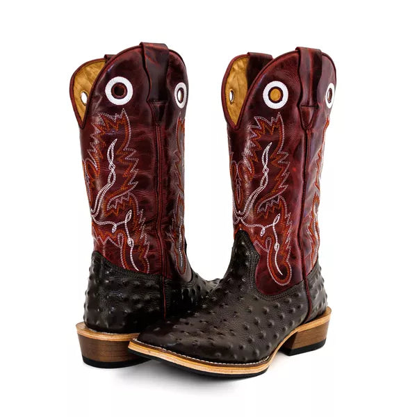 Bota Texana Salto Carrapeta Avestruz Preto