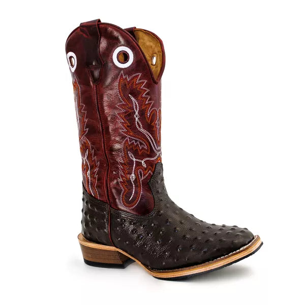 Bota Texana Salto Carrapeta Avestruz Preto