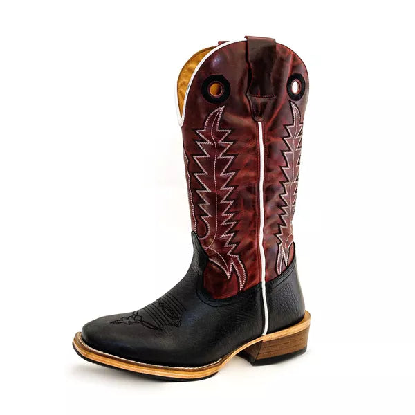 Bota Texana Salto Carrapeta Couro Legítimo Bordô Costura