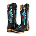 Bota Texana Salto Carrapeta Couro Legítimo Cocar Azul