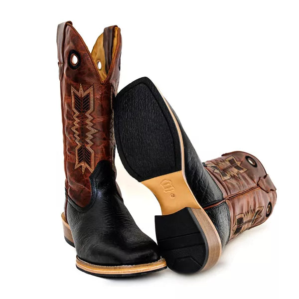 Bota Texana Salto Carrapeta Flecha Cano Marrom