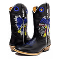 Bota Texana Salto Carrapeta Preta Cocar Caveira