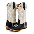 Bota Texana Salto Carrapeta Couro Legítimo Cocar Branco