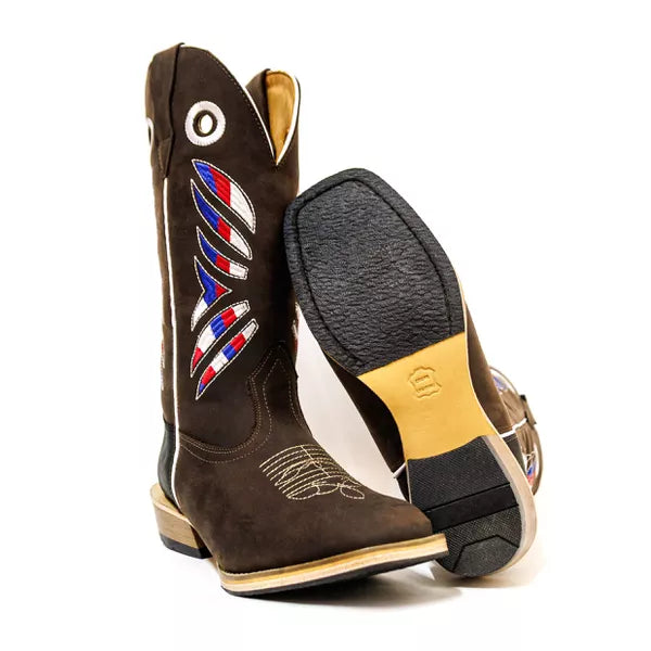 Bota Texana Salto Carrapeta Italia Marrom