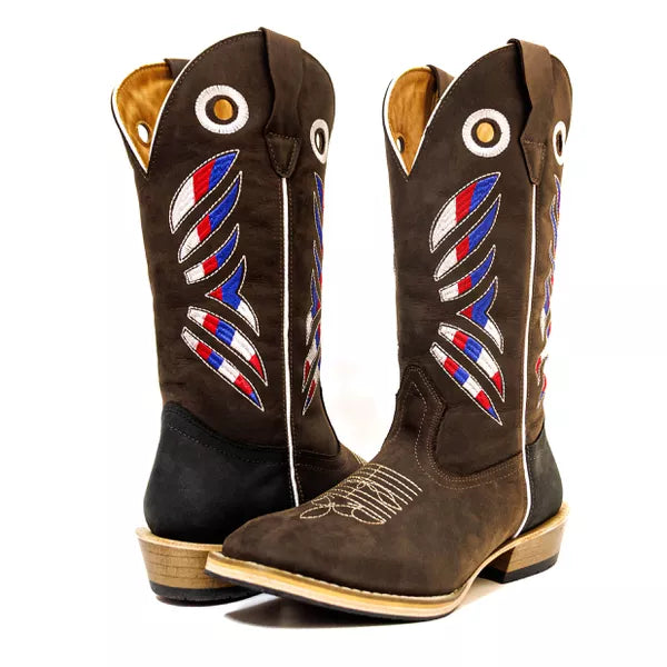 Bota Texana Salto Carrapeta Italia Marrom