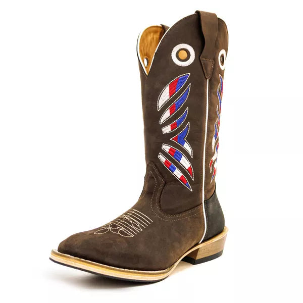Bota Texana Salto Carrapeta Italia Marrom
