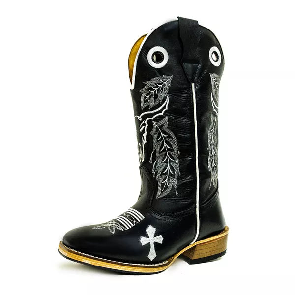 Bota Texana Salto Carrapeta Preta Boi