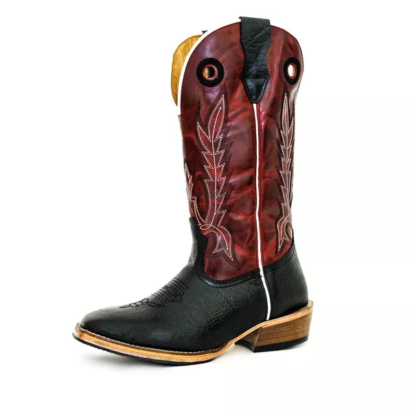 Bota Texana Salto Carrapeta Couro Legítimo Cano Bordô Costura