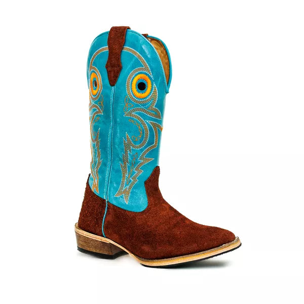 Bota Texana Salto Carrapeta Couro Legítimo Costura Laranja