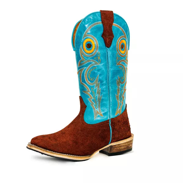 Bota Texana Salto Carrapeta Couro Legítimo Costura Laranja