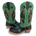 Bota Texana Salto Carrapeta Cocar Preto Cano Verde