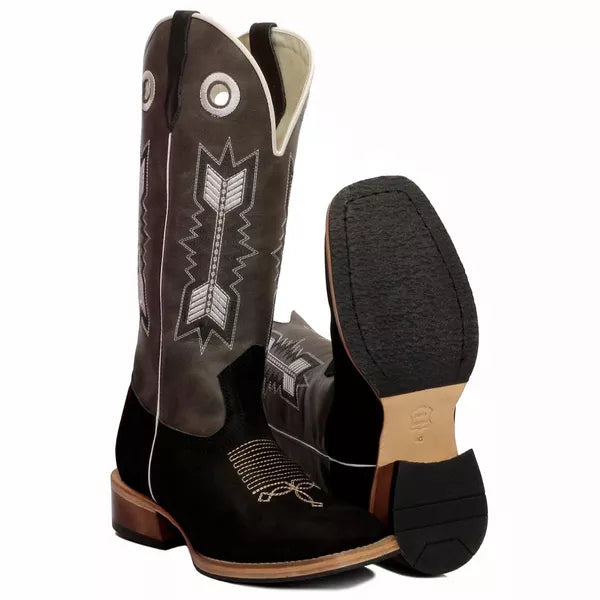 Bota Texana Salto Carrapeta Couro Legítimo Flexa Cinza