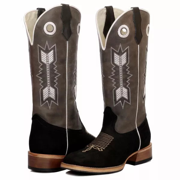 Bota Texana Salto Carrapeta Couro Legítimo Flexa Cinza