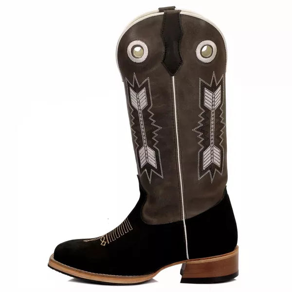 Bota Texana Salto Carrapeta Couro Legítimo Flexa Cinza