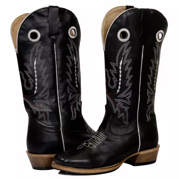 Bota Texana Salto Carrapeta Couro Legítimo Costura