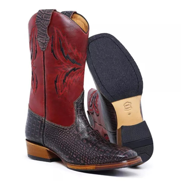Bota Texana Salto Carrapeta Couro Legítimo Bordô