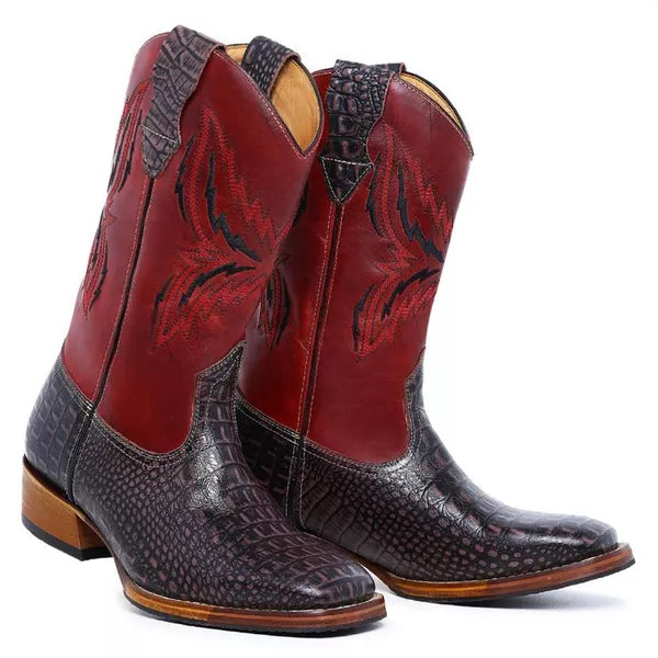Bota Texana Salto Carrapeta Couro Legítimo Bordô