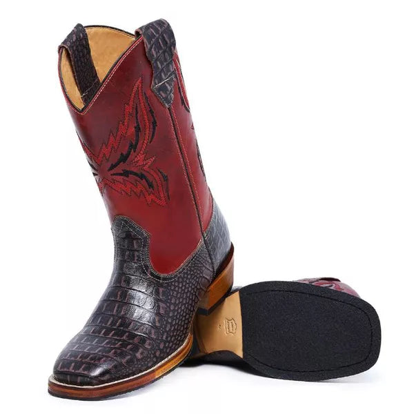 Bota Texana Salto Carrapeta Couro Legítimo Bordô