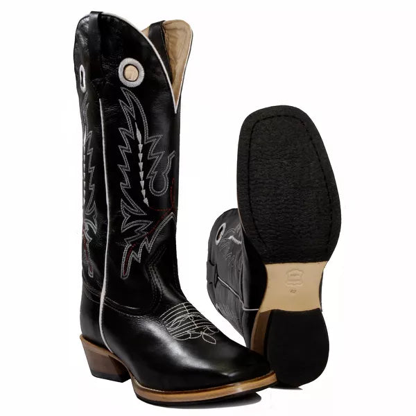 Bota Texana Salto Carrapeta Couro Legítimo Costura